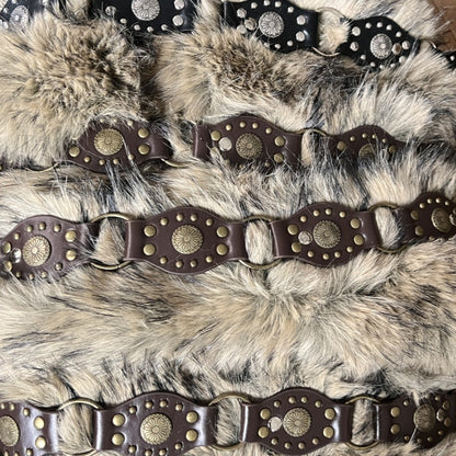 Punk western fur rivet belt women plush waist chain