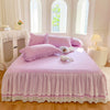 Lace Fitted Sheet with Ruffled Bed Skirt and Pillowcase