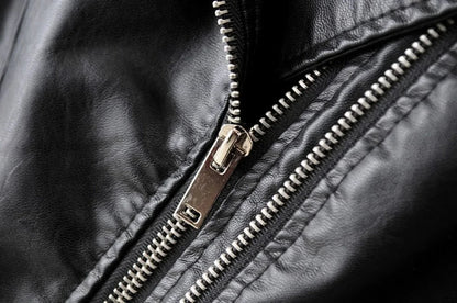 Black Leather Motorcycle Jacket Women Quilted Biker