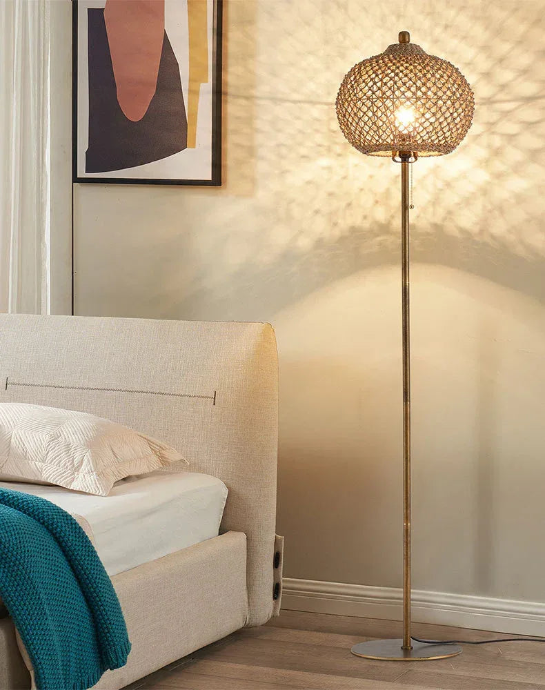 Boho floor lamps bamboo rattan standing floor lamp
