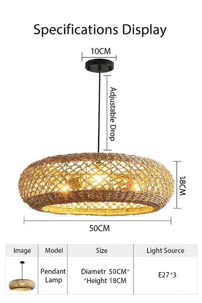 Handwoven Rattan Chandelier Pendant Lamp
