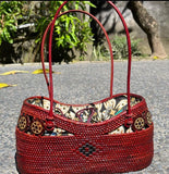 Real Dyed Red Maroon Rattan Bags