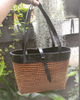 Rattan Cane & leather tote bag