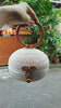Round Rattan Ball Bag In White Woven With Handle