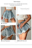 Boho Denim Mini Skirt High Waist Light Wash