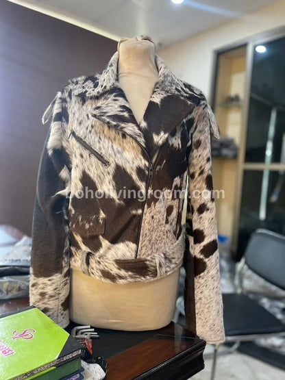 Real Cowhide Jacket Womens Hair On Hide Fur Coat
