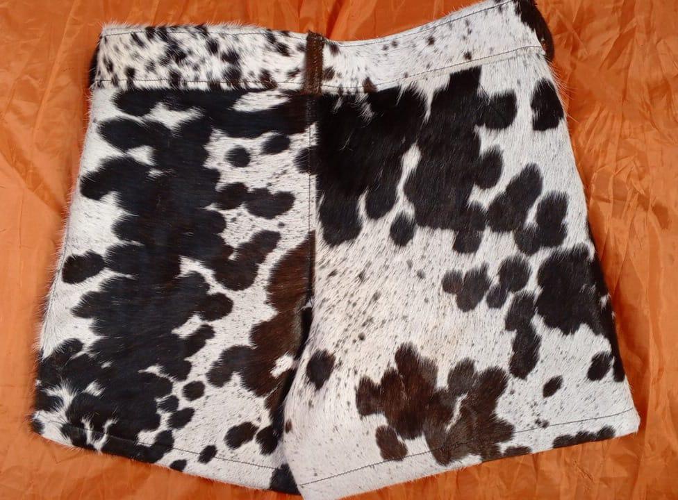 Real Black and Brown Cowhide Shorts Handmade in Hair On Leather
