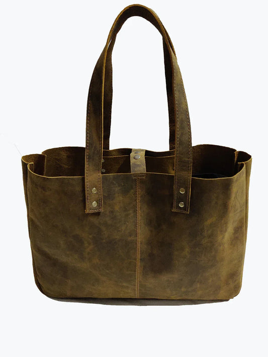 Real leather tote bag women large shoulder work bag