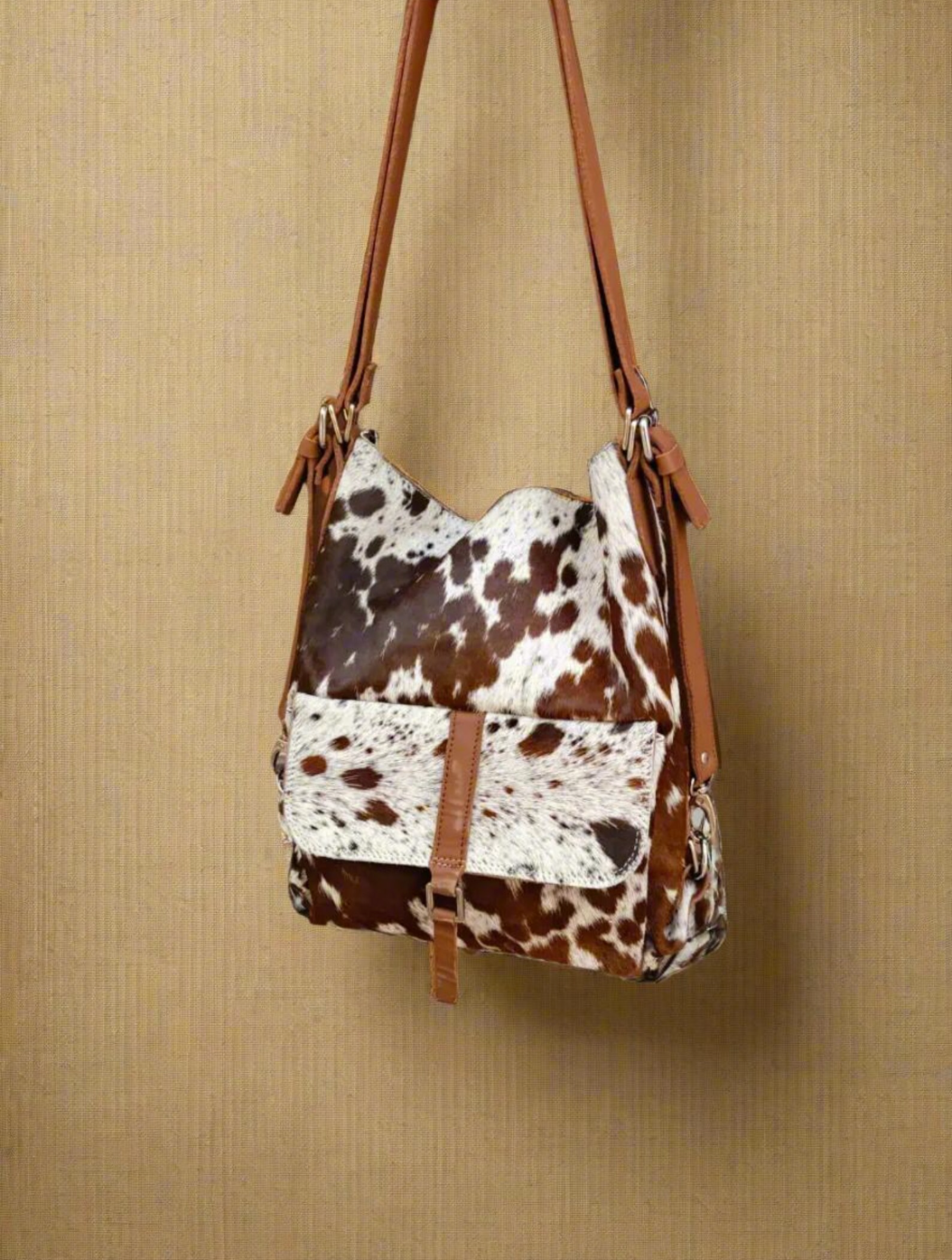Cowhide backpack purse shoulder bag