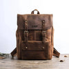 Brown cowhide leather backpack rucksack laptop travel