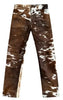 Cow Skin Pants Brown White Real Hide Leather Trousers
