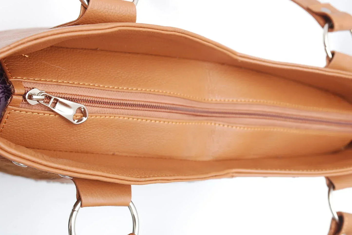 Cowhide tote bag leather shoulder handbag brown