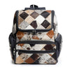 cowhide patchwork backpack leather