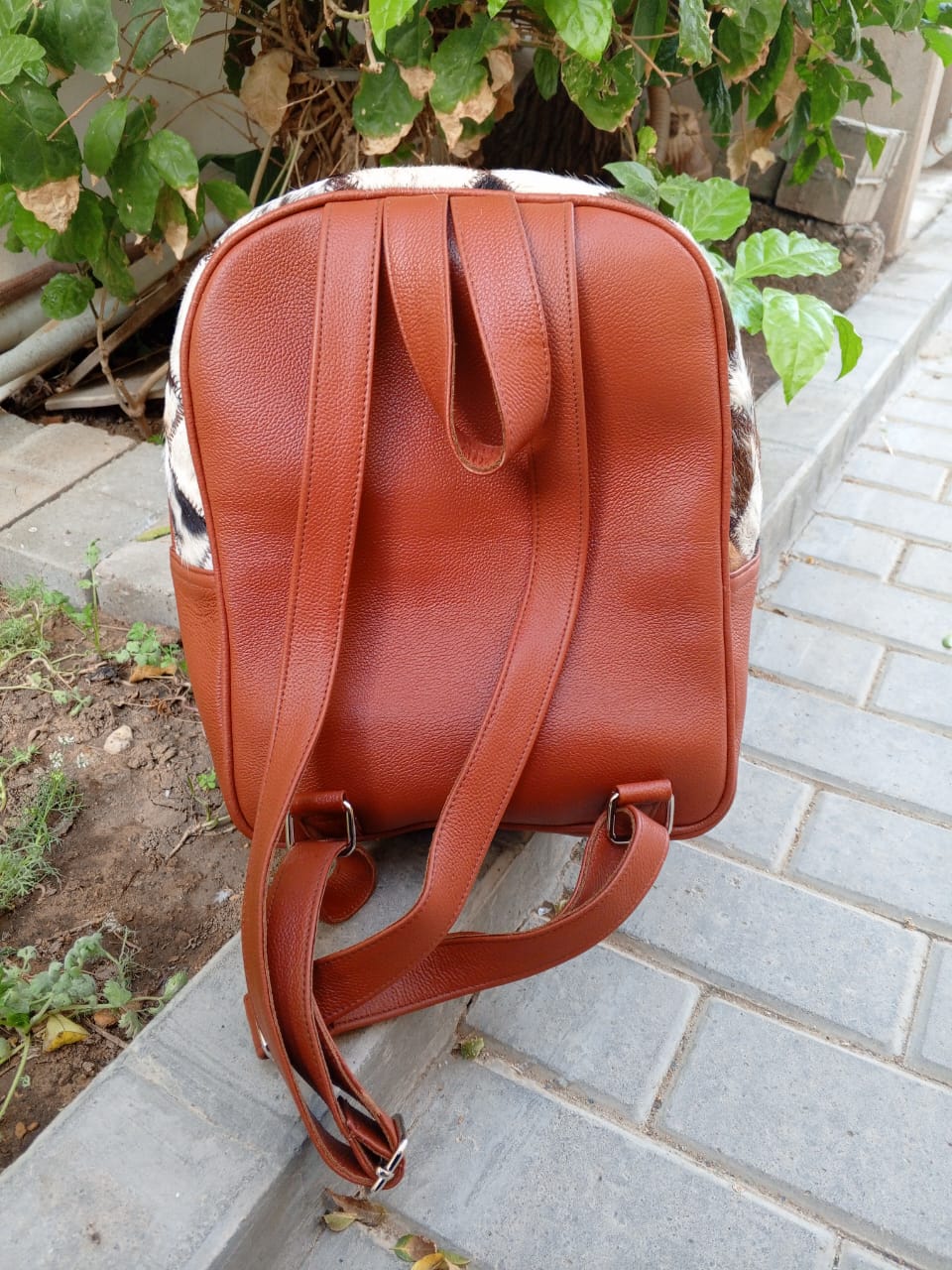 Small Cowhide Backpack Patchwork