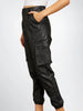 Womens Leather Cargo Pants – Black Sheepskin High Waist