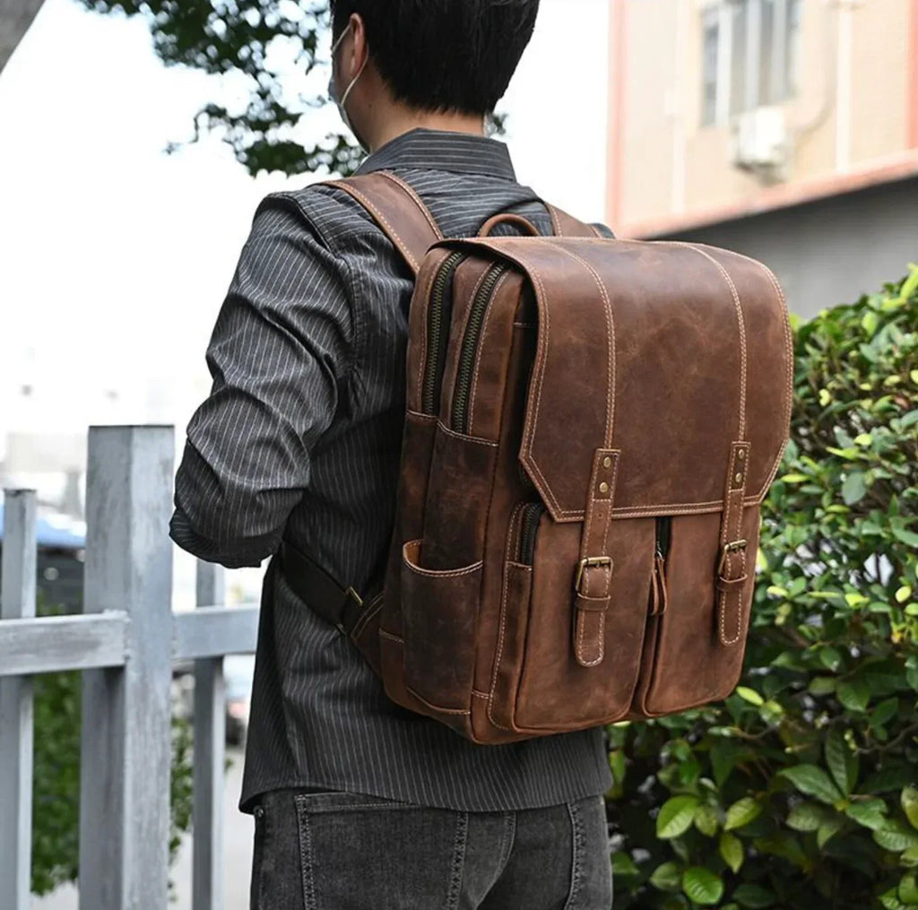 Real Leather Backpack for Men in Vintage Full Grain Cowhide