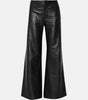 black leather baggy pants women wide leg real leather trousers