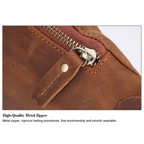 Genuine Leather Waist Bag Cowhide Leather Belt Bag for Men
