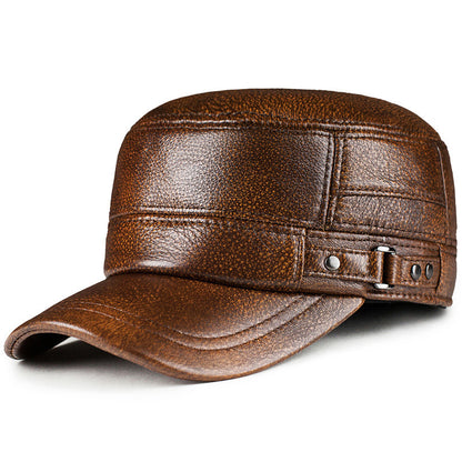 Genuine leather cap for men's with big brim 3 M