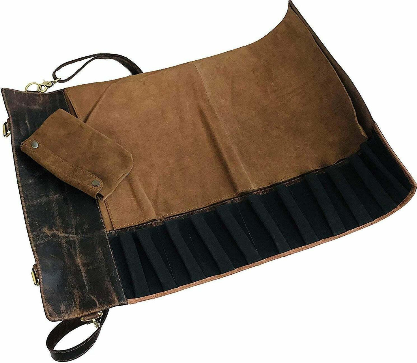 Genuine Leather Kitchen Knife Roll Bag for Chefs Storage Bag
