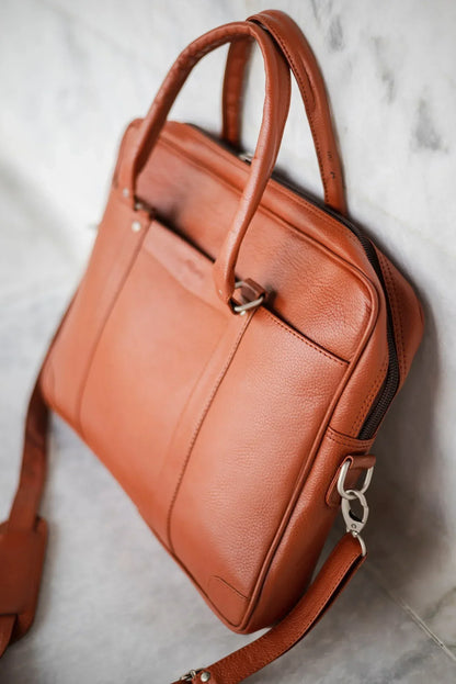 Leather messenger bag for men brown laptop crossbody