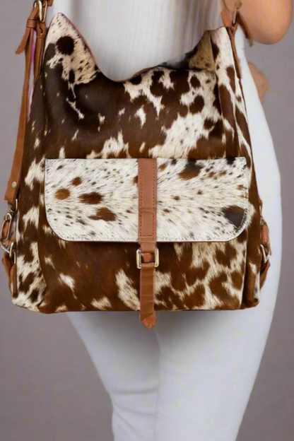Cowhide backpack purse shoulder bag