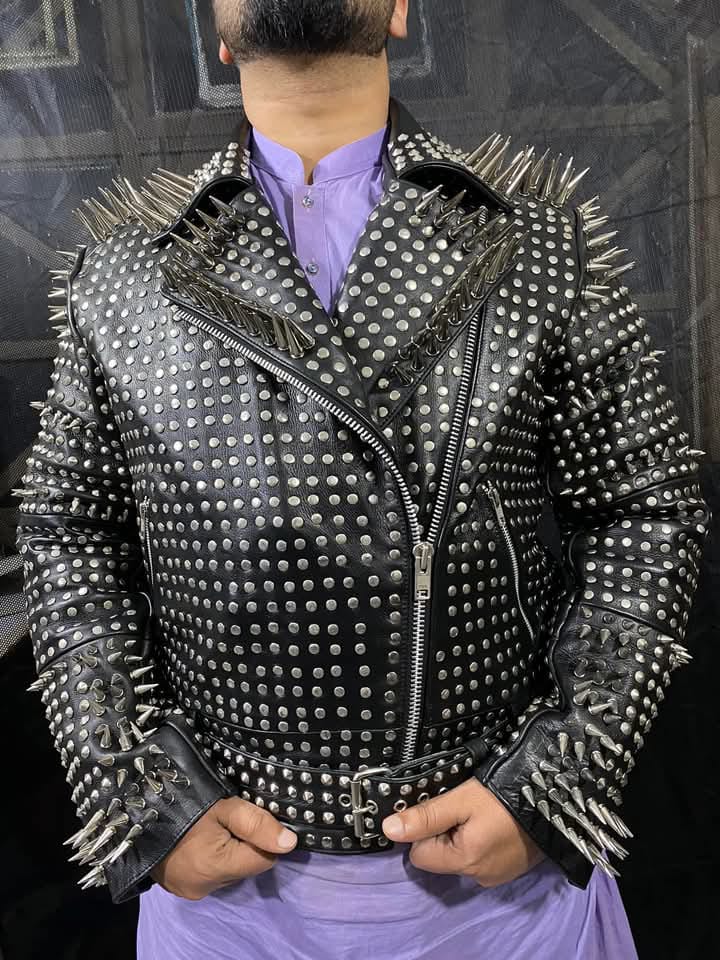 Punk Rock Leather Jacket Studded Spiked