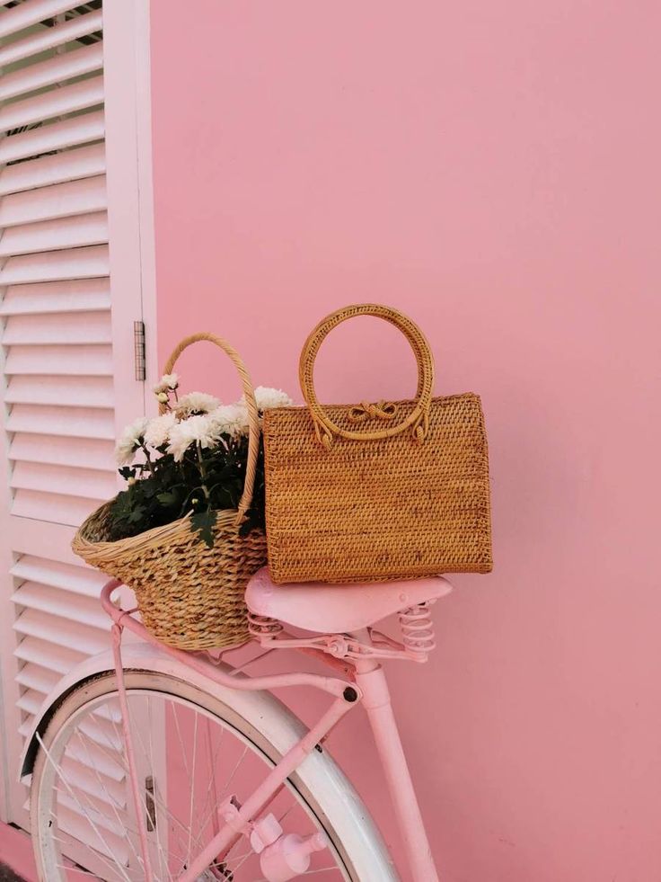 Top Handle Rattan Purse