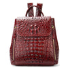 Women’s Designer Genuine Leather Crocodile Pattern Backpack