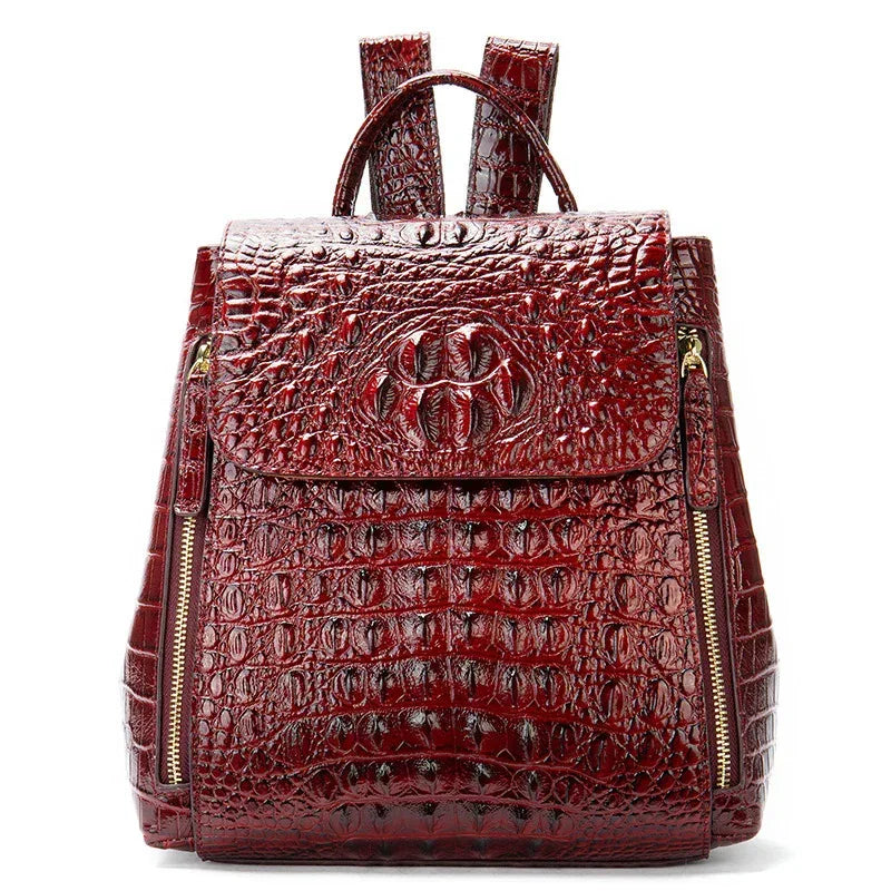 Women’s Designer Genuine Leather Crocodile Pattern Backpack 3