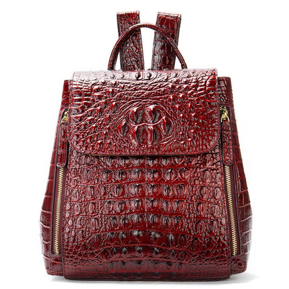 Women’s Designer Genuine Leather Crocodile Pattern Backpack
