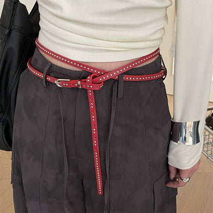 Double Layer Studded Belt for Women with Rivets