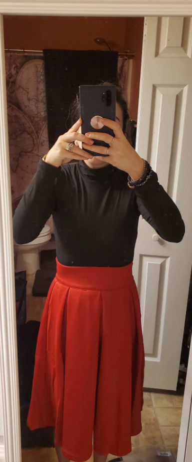 High Waisted Flare Pleated Skirt