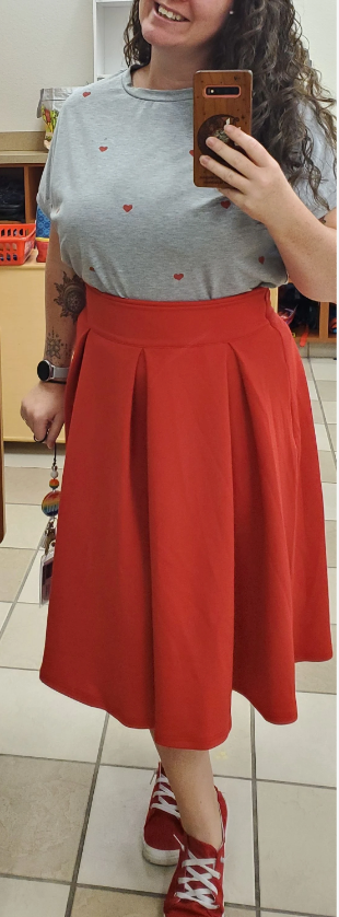 High Waisted Flare Pleated Skirt