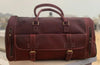 Red leather weekender bag mens genuine leather travel duffle