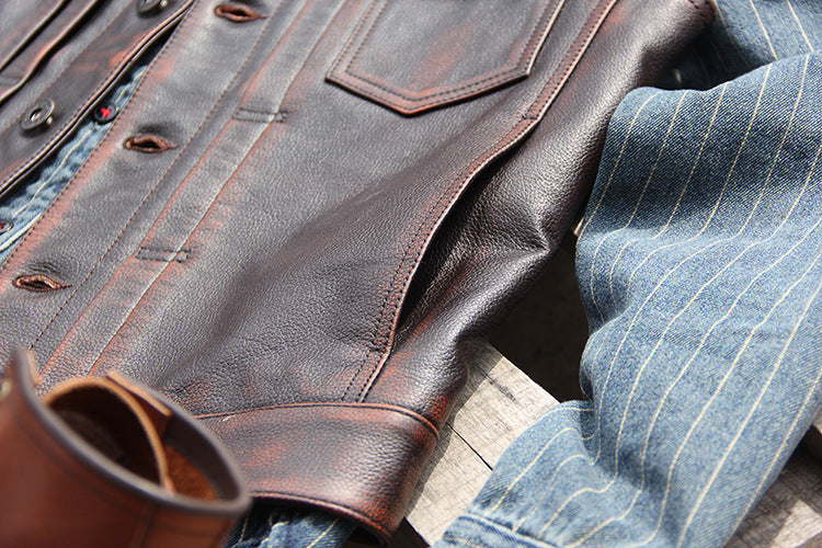 Black vegetable tanned lambskin riding leather vest