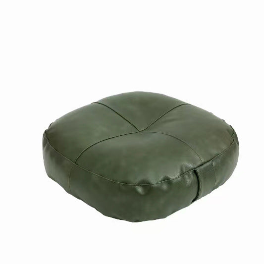 Faux Leather Pouf Ottoman Round Floor Seat Cushion