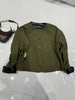 women leather jacket with round neck snap buttons