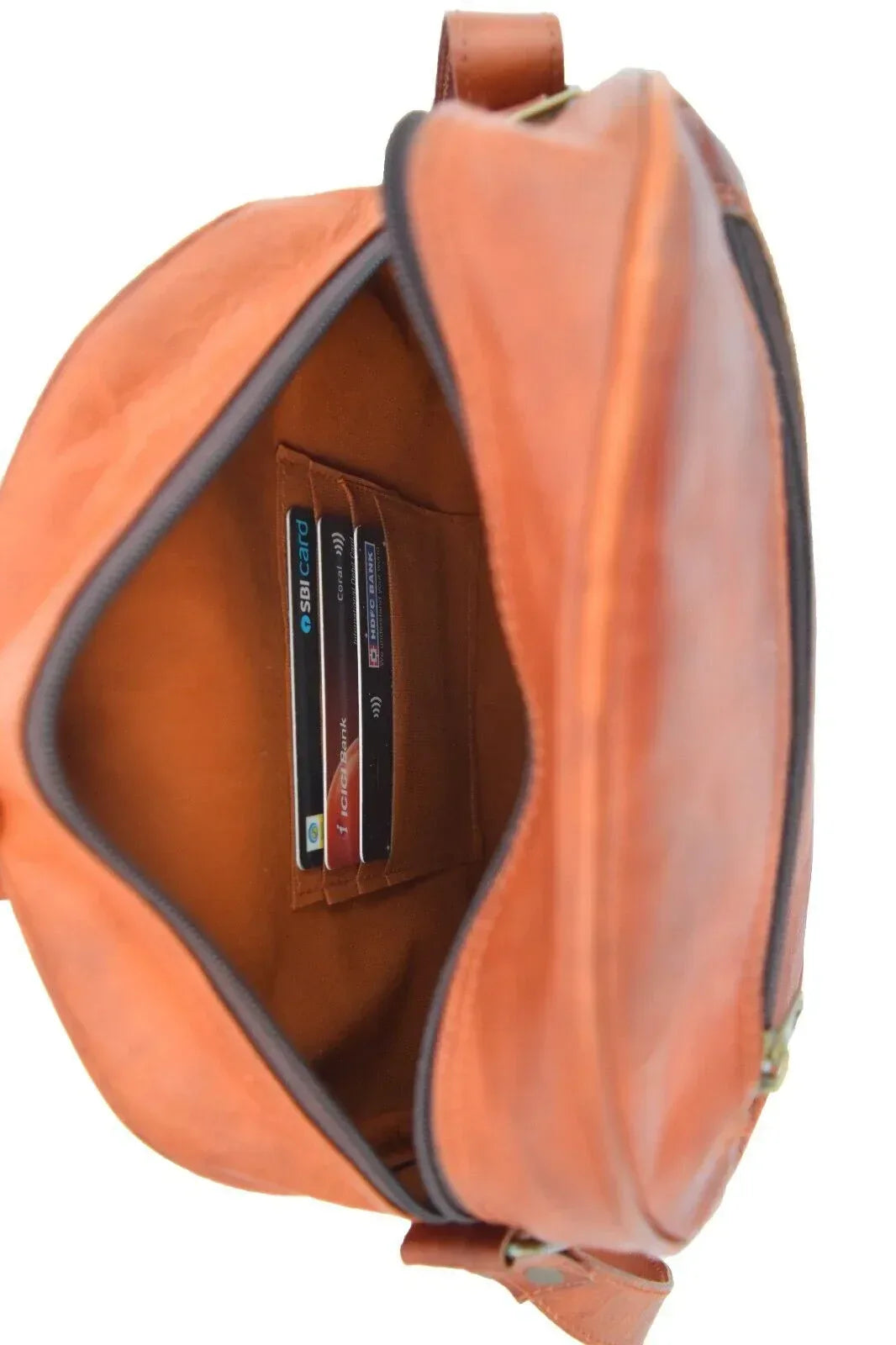 Leather sling crossbody bag messenger style