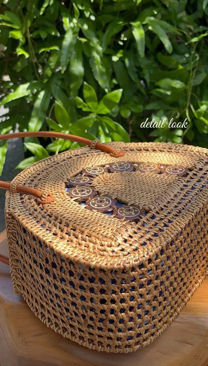 Natural Rattan Shoulder handbag