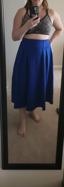 Pleated Flare Skirt Long With Buttons