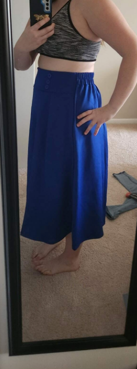 Pleated Flare Skirt Long With Buttons
