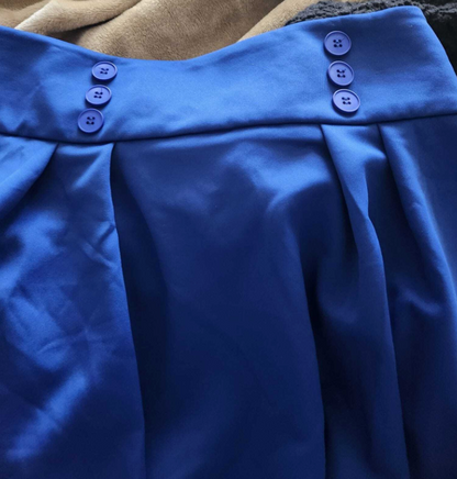 Pleated Flare Skirt Long With Buttons
