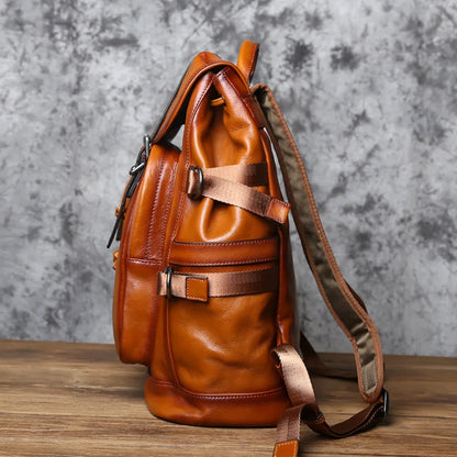 mens leather backpack rucksack travel leather backpack