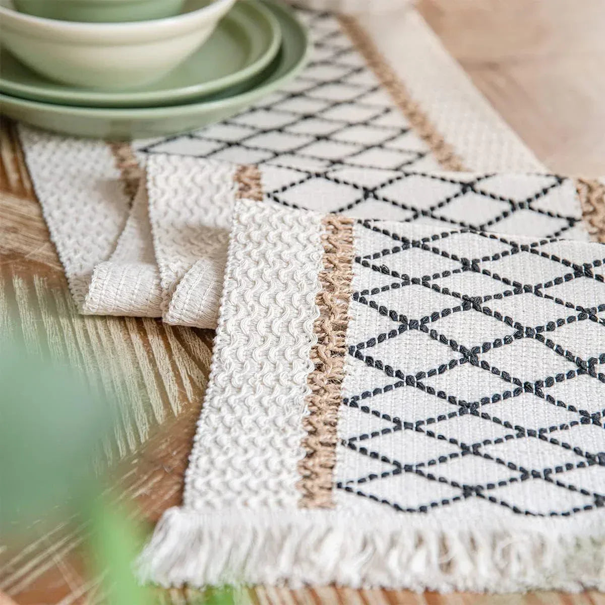 Jacquard Cotton Boho Table Runner for Wedding Decor