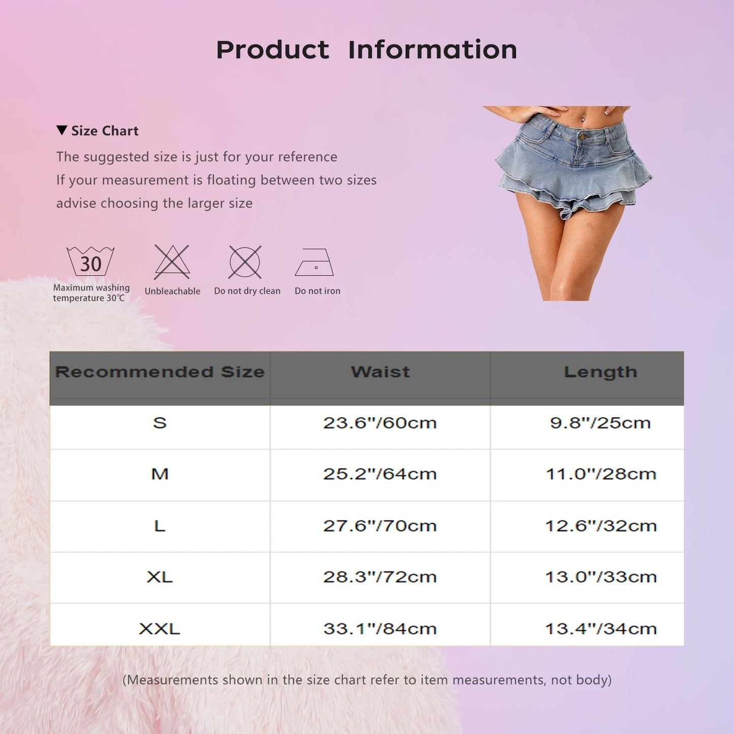 Small denim skirt with ruffled tiers for women