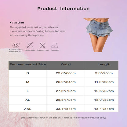 Small denim skirt with ruffled tiers for women