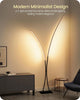 Black Arc Floor Lamp with Remote, Dual Dimmable LED Lights