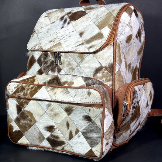 Light Patchwork Western Cowhide Backpack Purse