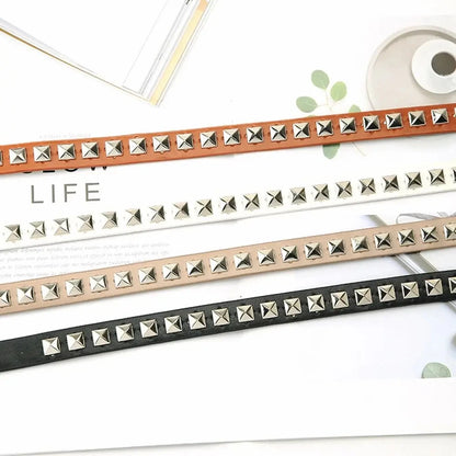 Women faux leather belt with metal studs